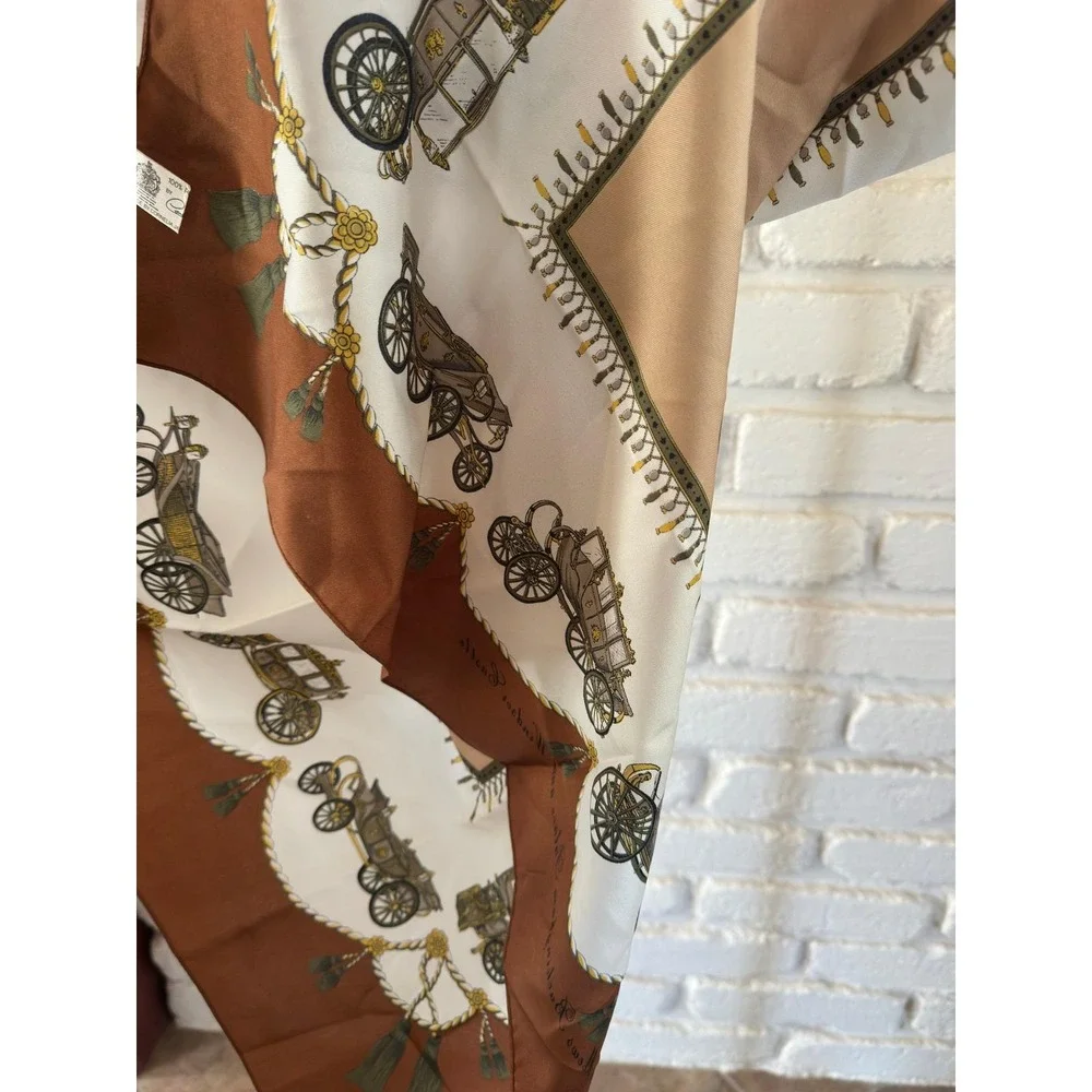 Cornelia‎ James Scarf Brown Royal Mews Carriage Print Polyester 31in Square